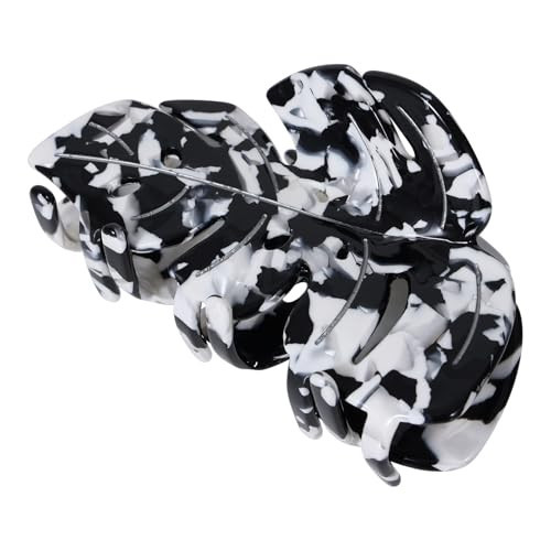 Black&White Leaf Hair Claw Clip 3.5 Inch Strong Grip Hair Clip French Design Women Girls Hair Styling Accessories for Thick Thin Hair | Amazon (US)
