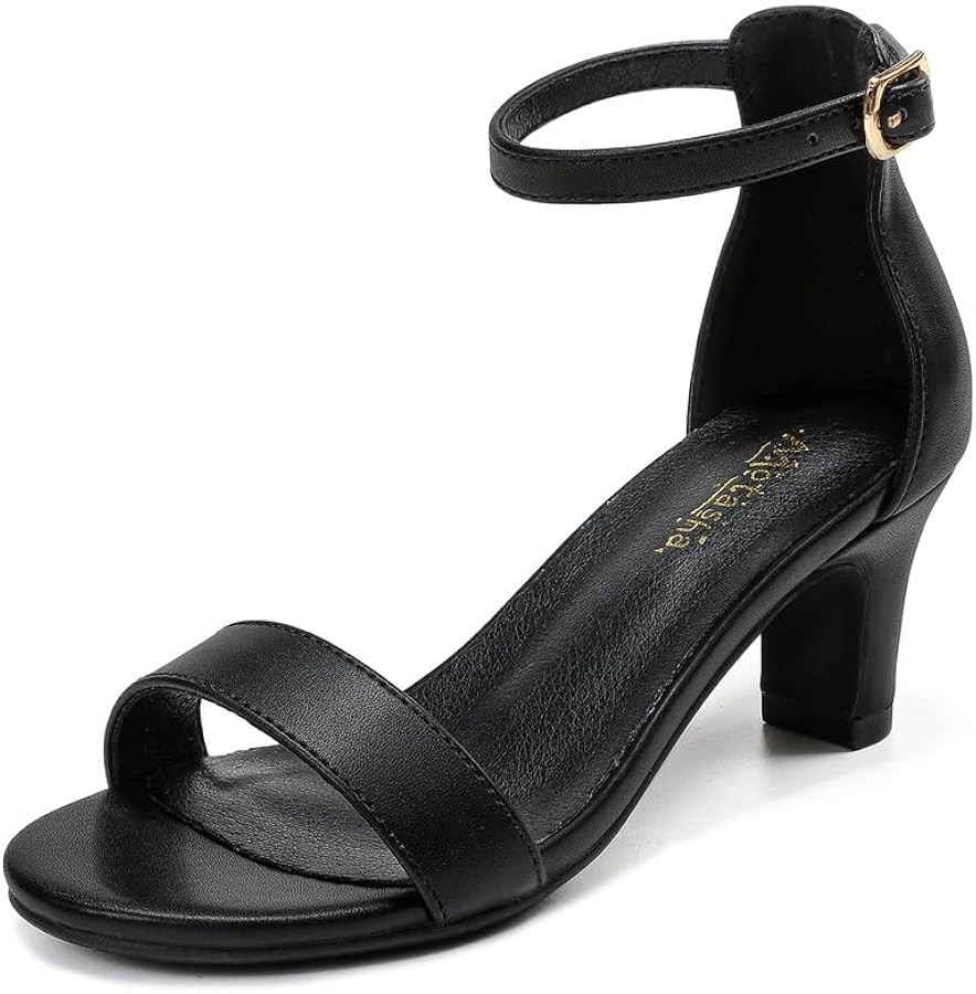 Girls Heel Sandals Open Toe Ankle Strap Flower Girl Dress Pump Sandals Wedding Party for Little B... | Amazon (US)