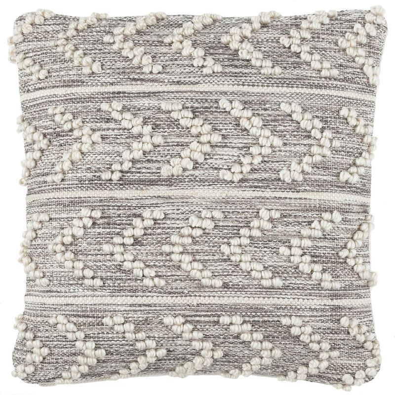 Hobnail Herringbone Grey Indoor/Outdoor Decorative Pillow Cover | Annie Selke