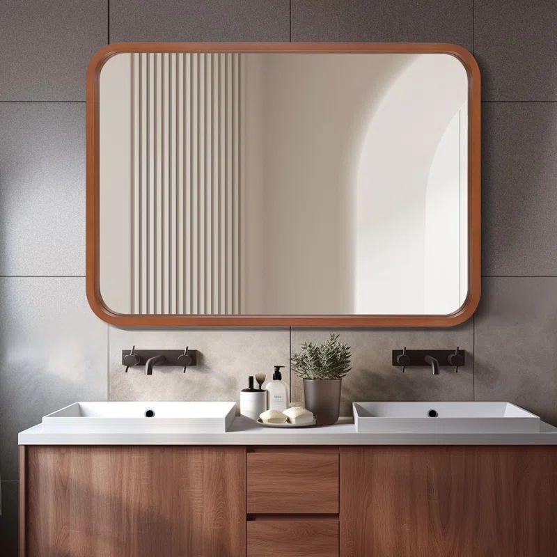 Sarwat Rectangle Wood Wall Mirror for Bathroom Bedroom | Wayfair North America