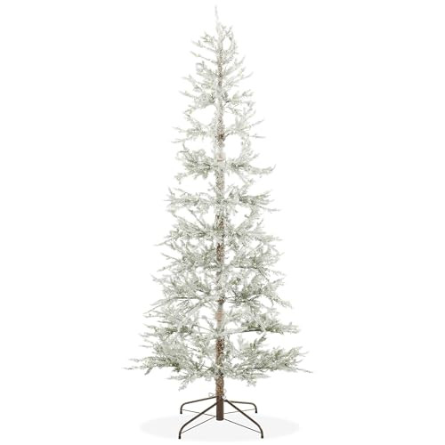 Casafield 7.5FT Pre-Lit Sparse Flocked Pine Artificial Holiday Christmas Tree, Warm White and Multicolored LED Lights with Sturdy Metal Stand | Amazon (US)