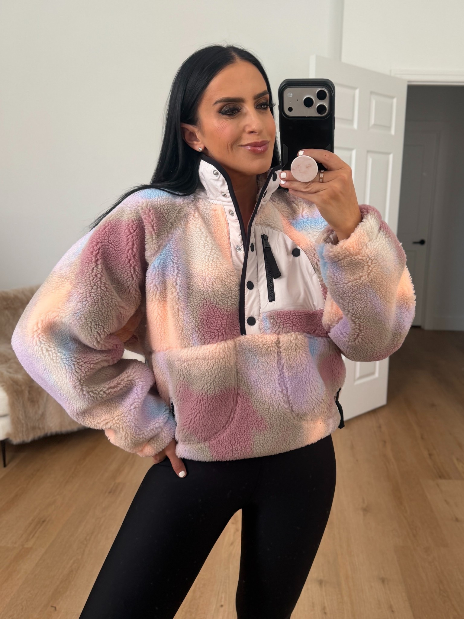 Free People Hit The Slopes Printed Fleece Pullover wearing size small. 
