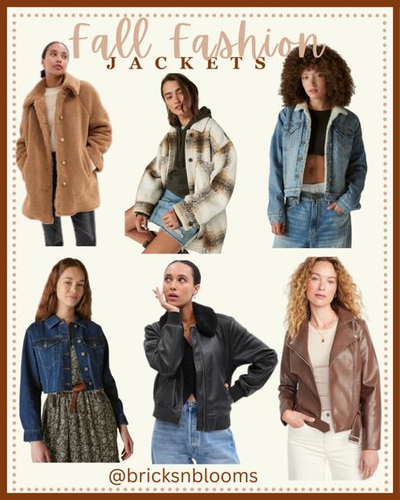 Fall Fashion Jackets 

Jean jacket, shacket, shearling, camel, cozy jacket, fluffy jacket, leather jacket 

#LTKGiftGuide #LTKSeasonal #LTKHoliday