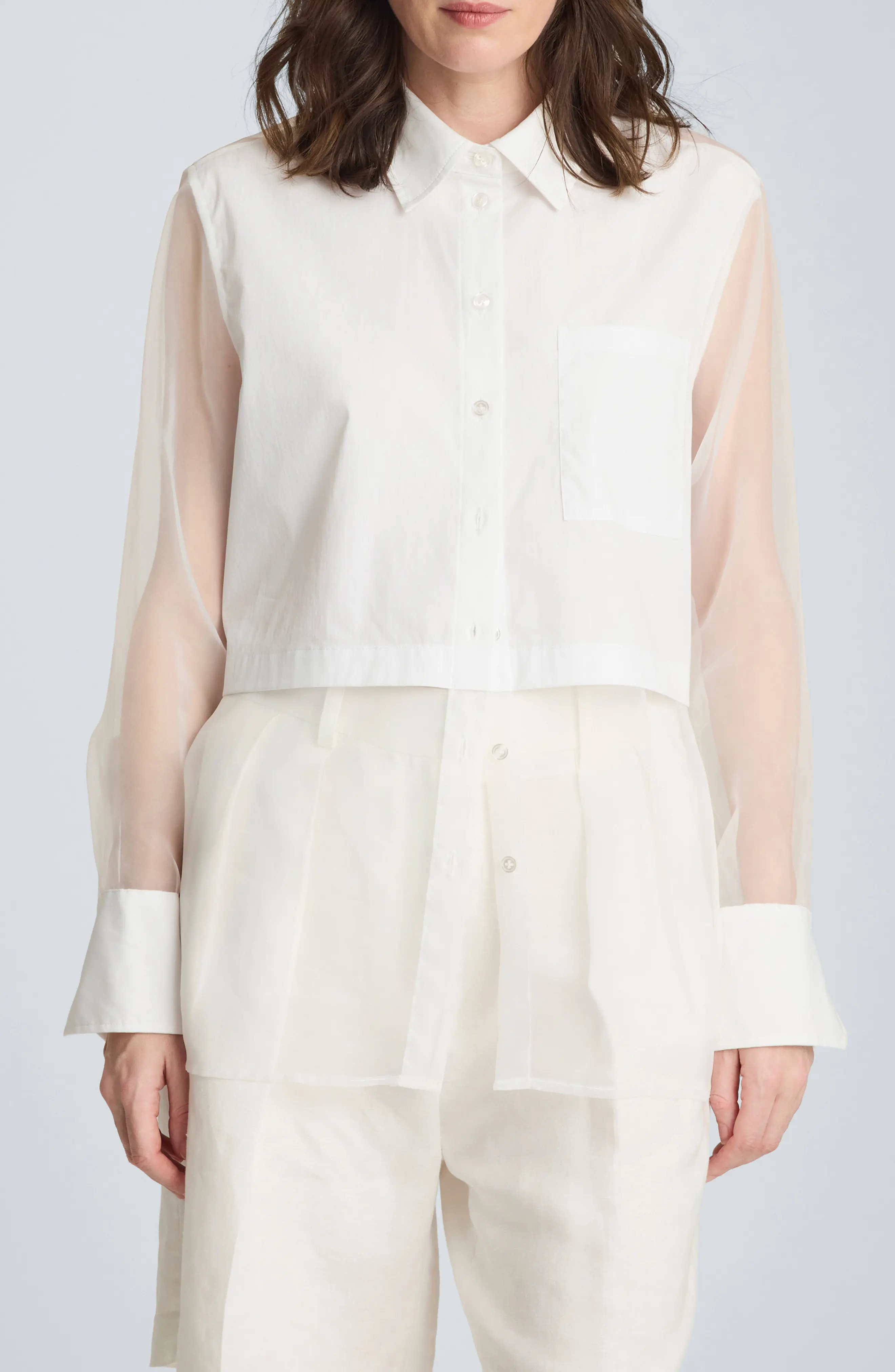 Kenneth Cole Tie Back Cotton Blend Button-Up Shirt in Pure White at Nordstrom Rack, Size X-Small | Nordstrom Rack