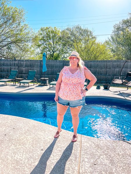 Jean shorts with a cute tank top would be my warm weather uniform if I’m not wearing a swimsuit. Order your true size in the shorts. 

#LTKcurves #LTKSeasonal #LTKstyletip