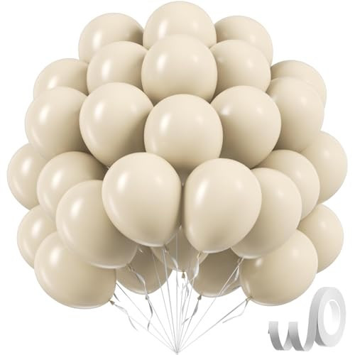 Sand White Balloons 12 inch, Cream Beige Latex Balloons 50pcs Party Balloon for Wedding Gender Reveal Baby Shower Birthday Party Decorations | Amazon (US)