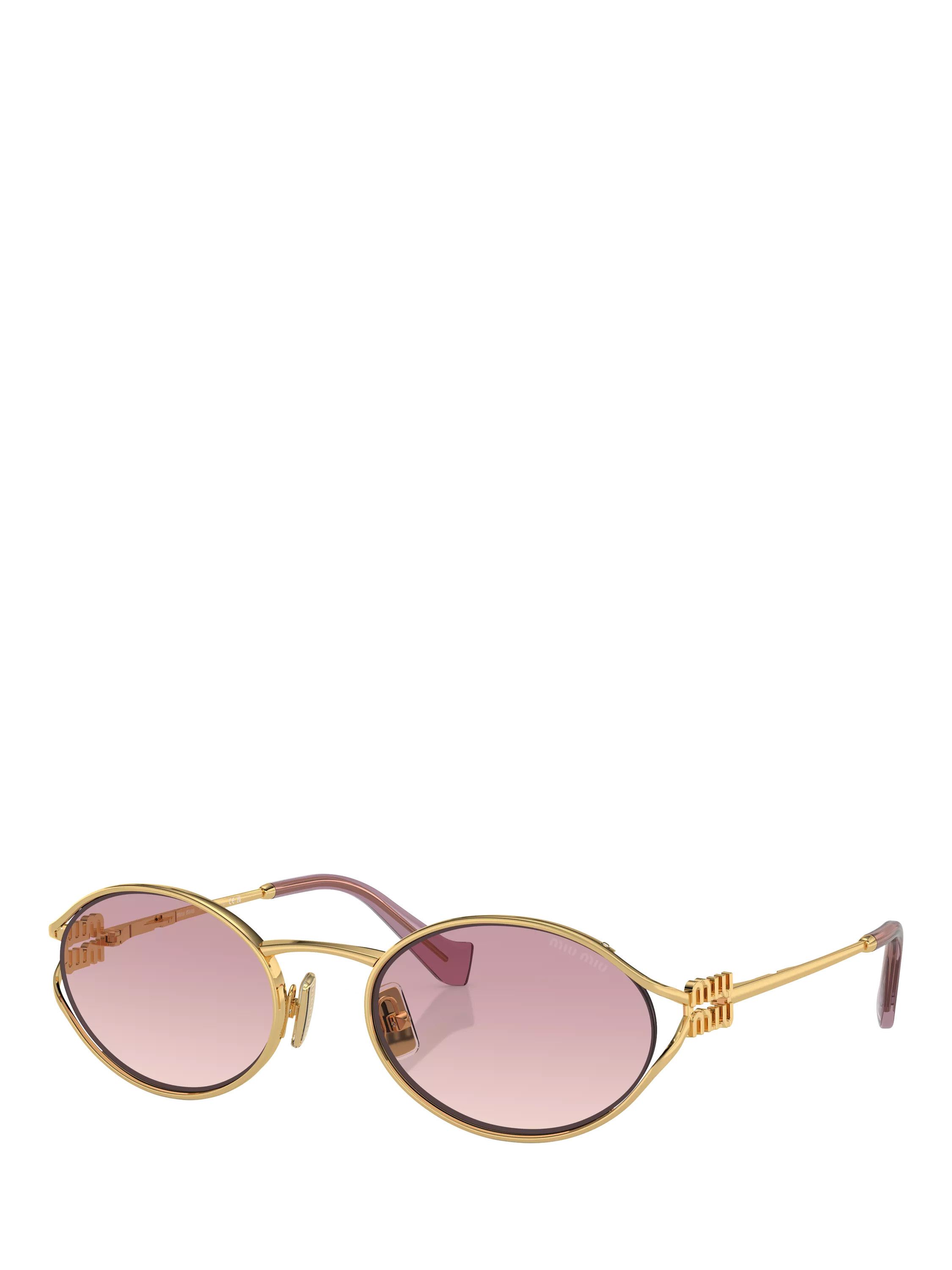 Miu Miu MU52YS Women's Oval Sunglasses, Gold/Pink | John Lewis (UK)