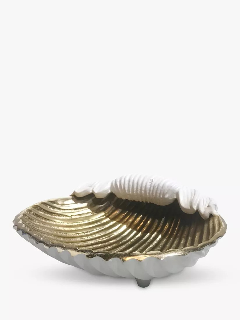 Culinary Concepts Seashore Small Shell Bowl, 16cm, Gold/White | John Lewis (UK)