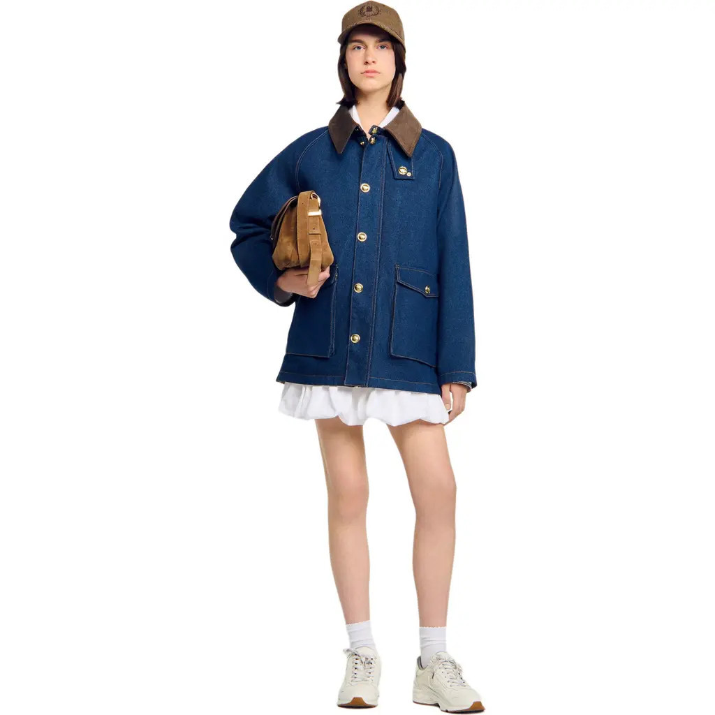 SANDRO Denim workwear jacket in Blue Jean at Nordstrom, Size 34 Eu | Nordstrom