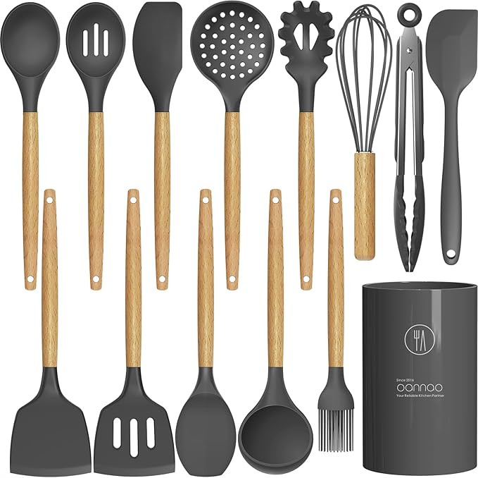 14 Pcs Silicone Cooking Utensils Kitchen Utensil Set - 446°F Heat Resistant,Turner Tongs, Spatul... | Amazon (US)