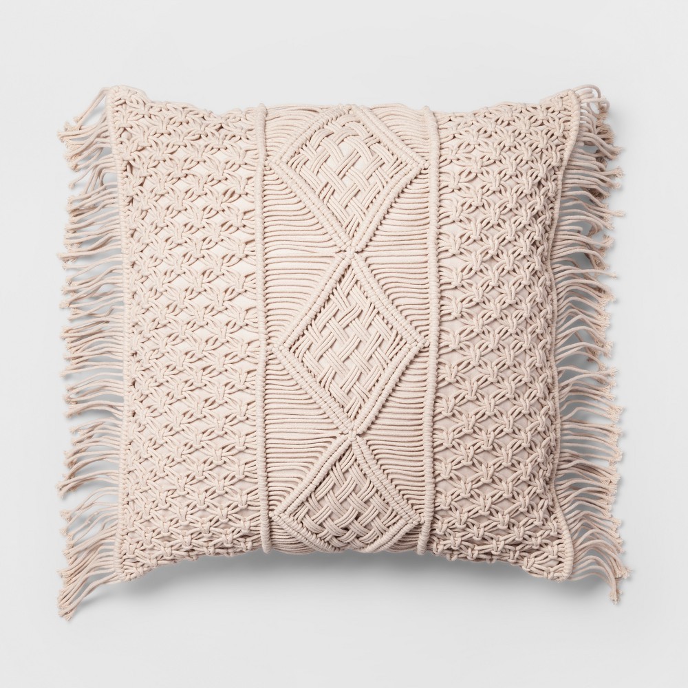 Cream (Ivory) Macrame Oversize Square Throw Pillow - Opalhouse | Target