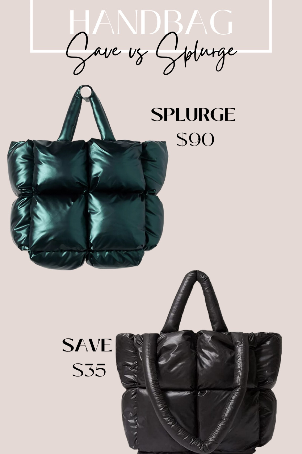 Handbag save vs splurge! 

#LTKitbag #LTKsalealert #LTKGiftGuide