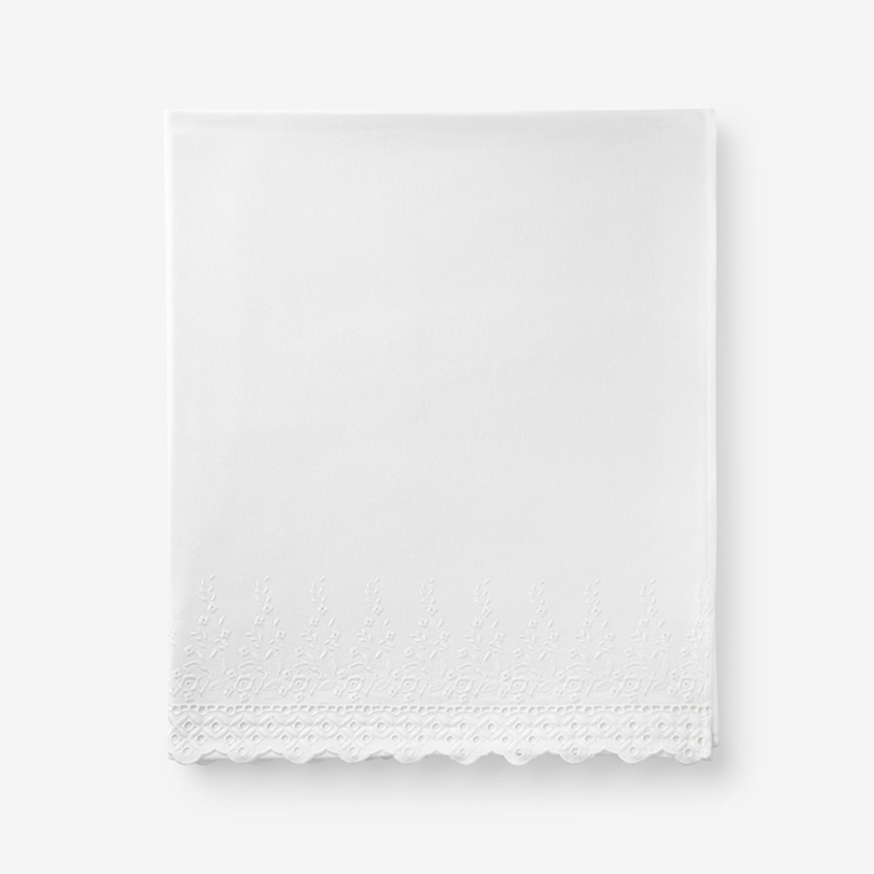 Lace Premium Ultra-Cozy Cotton Flannel Flat Bed Sheet - White, Full | The Company Store