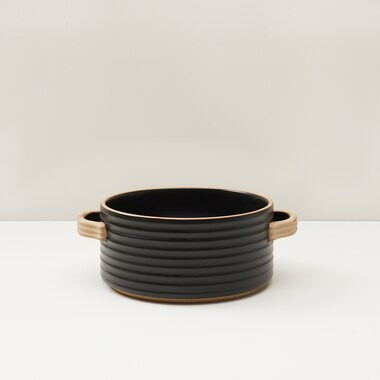 OUI RIDGED CERAMIC SOUP BOWL BLACK | Indigo (CA)