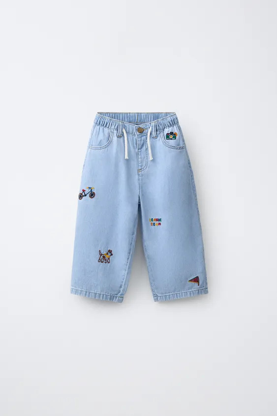 EMBROIDERED FLOWY PANTS | Zara US