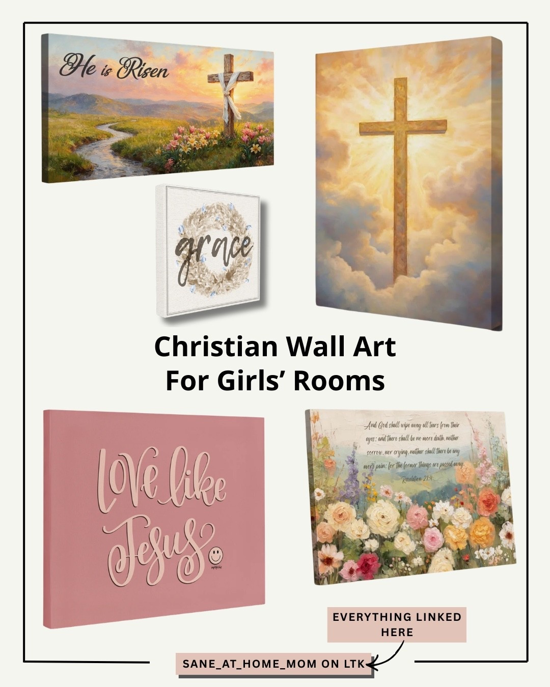 Designing a peaceful and meaningful bedroom for your little girl? 🌸 These Christian bedroom decor ideas include scripture wall art, crosses, and “Love Like Jesus” prints that create a beautiful Christ-centered space.

Perfect for nurseries, toddler rooms, and big girl bedrooms, these Christian girls room decor finds are soft, feminine, and full of encouragement.

💛 I’ve put together a dedicated Christian Girls’ Room Wall Art collection here on LTK so you can easily shop all my favorites in one place — tap to browse everything!

#ChristianDecor #GirlsBedroomIdeas #BibleVerseWallArt #ChristianHomeDecor #FaithFilledHome #ChristianMom  #ScriptureArt #GirlsRoomInspo
