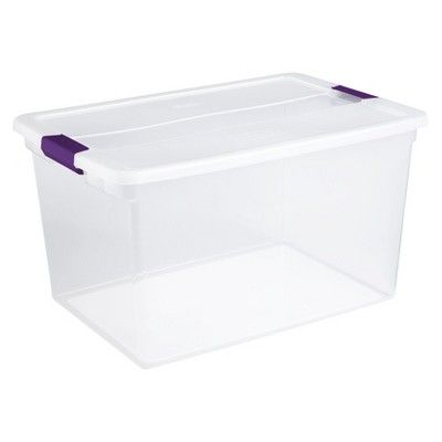 Sterilite 66qt ClearView Latch Box Clear with Purple Latches | Target