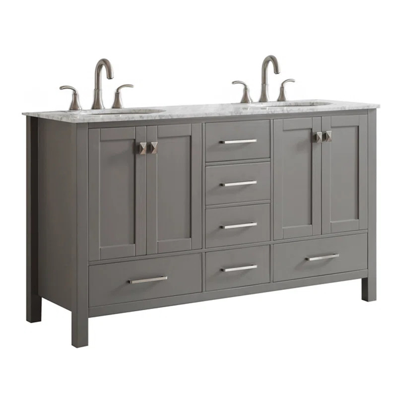 Karine 60'' Free-standing Double Bathroom Vanity with Marble Vanity Top | Wayfair North America
