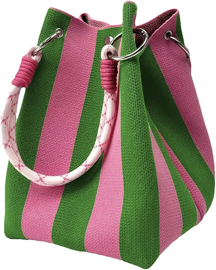 Knit Bucket Bag Small Tote Purse for Women Wristlet Handbag with Magnetic Closure Detachable Hand... | Amazon (US)