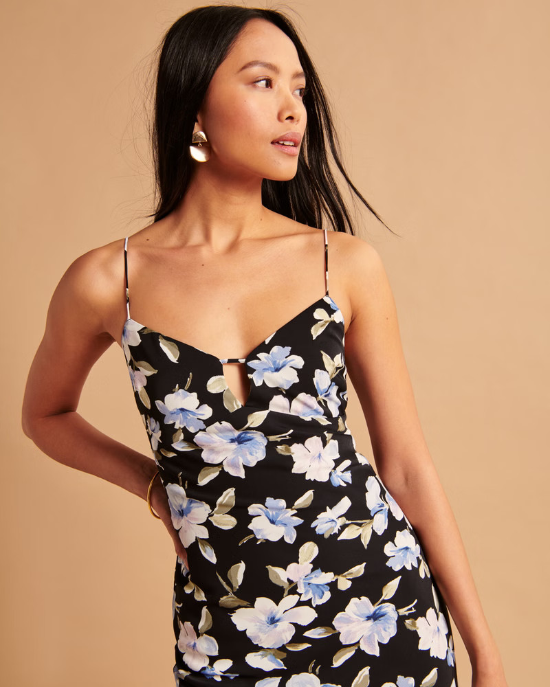 Keyhole Slip Midi Dress | Abercrombie & Fitch (US)