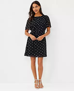 Floral Embroidered Belted Shift Dress | Ann Taylor (US)