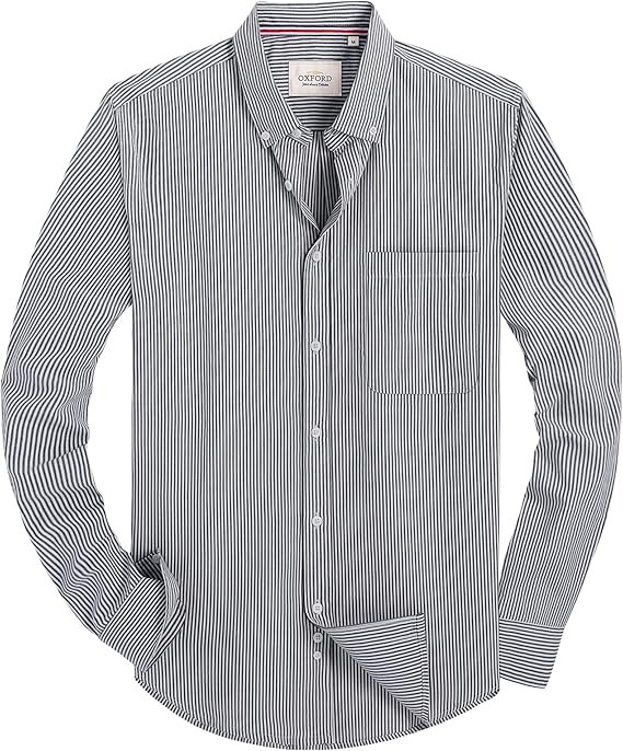 Alimens & Gentle Mens Solid Oxford Shirt Long Sleeve Button Down Shirts with Pocket | Amazon (US)