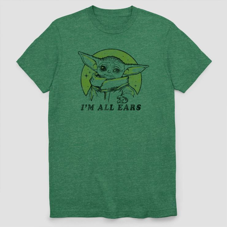Men's Star Wars The Child 'I'm All Ears' Short Sleeve Graphic Crewneck T-Shirt - Green | Target