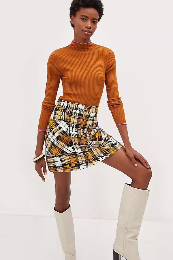 Maeve Plaid Mini Skirt By Maeve in Assorted Size 8 | Anthropologie (US)