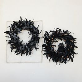Shimmering Glitter and Feathers Halloween Wreath | Antique Farm House