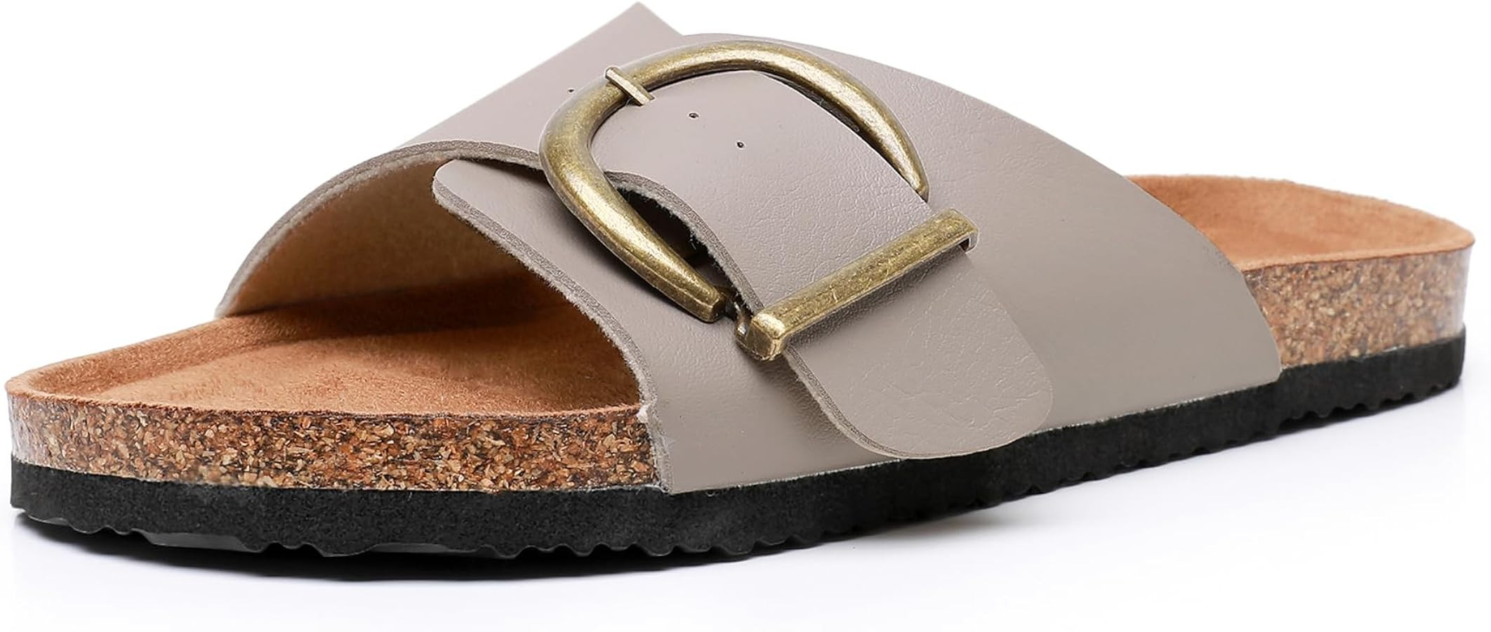 Women's Sandals Comfort Slides with Adjustable Buckle,Cork Footbed Sandals,Outdoor Beach Sandals | Amazon (US)