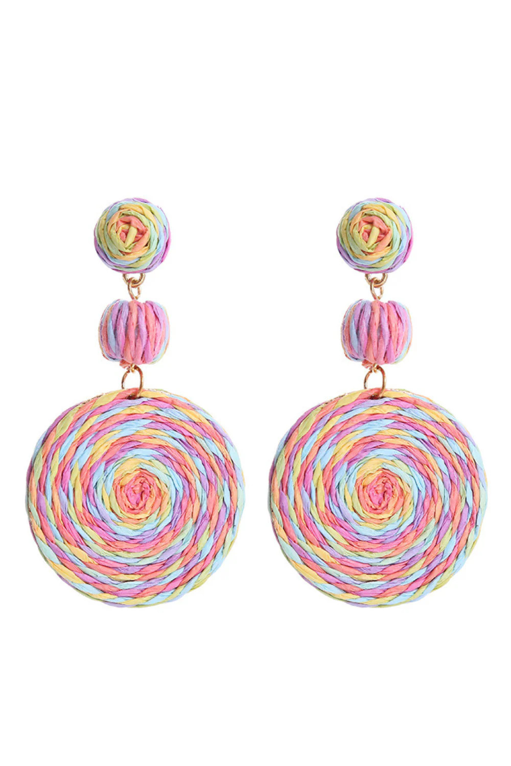 'Dina' Raffia Round Drop Earrings (12 Colors) | Goodnight Macaroon