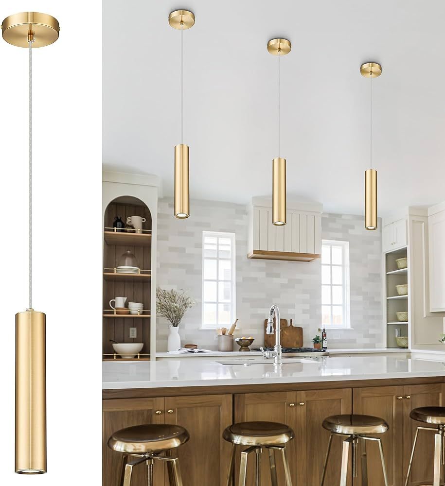 Cargifak Brass Gold Pendant Light, Modern Hanging Light Fixture for Kitchen Island Dining Room Be... | Amazon (US)