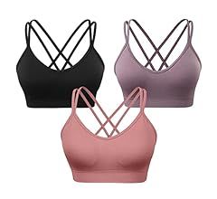 VEQKING Women's Cross Back Sports Bra Padded Strappy Medium Support Yoga Bra for Workout Fitness ... | Amazon (US)