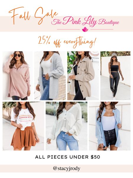 Pink Lily boutique fall sale! 25% off cardigans, denim, graphic T-shirts, leggings, shackets 

#LTKSale #LTKunder50 #LTKstyletip
