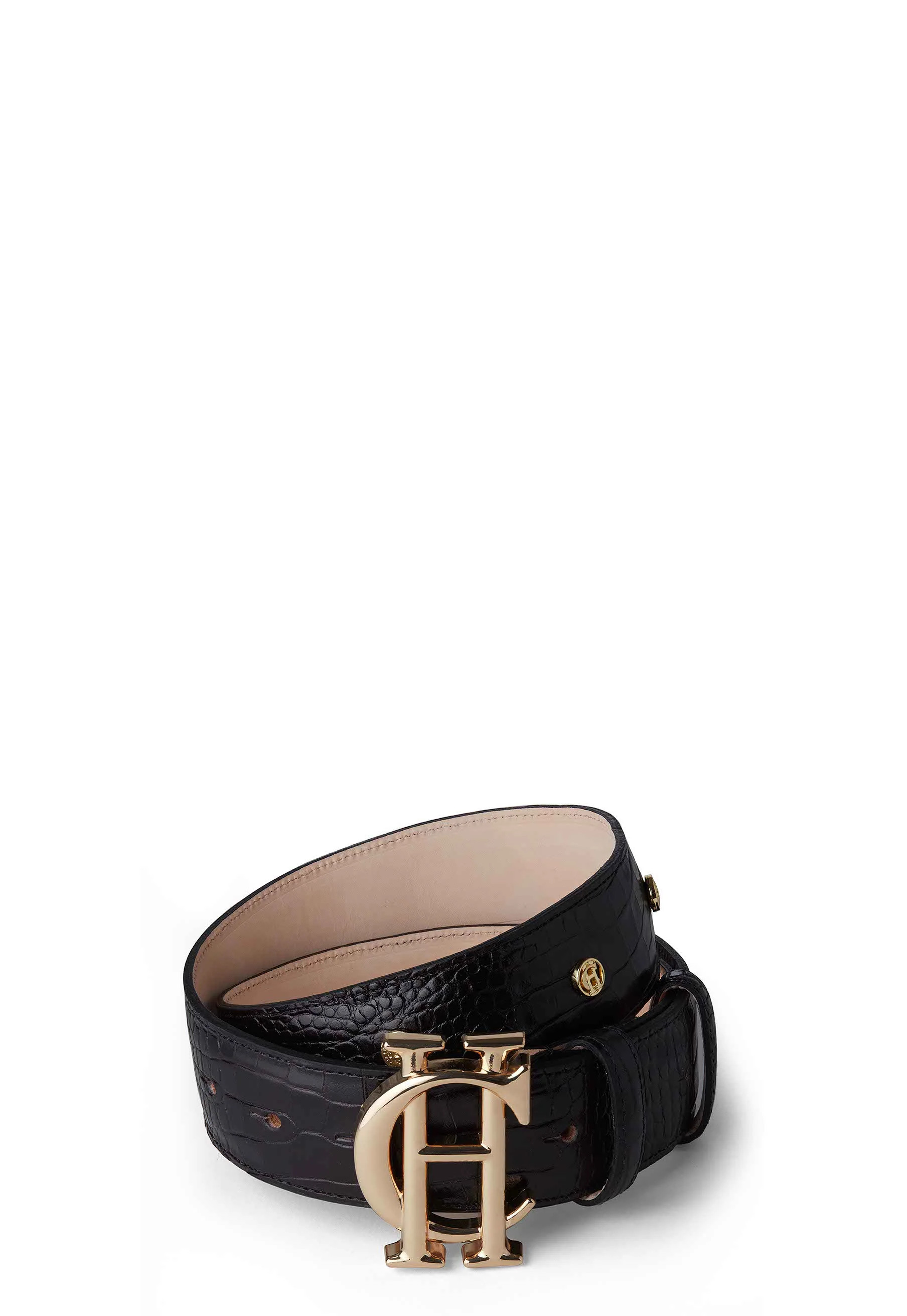 HC Stud Belt (Black Croc) | Holland Cooper