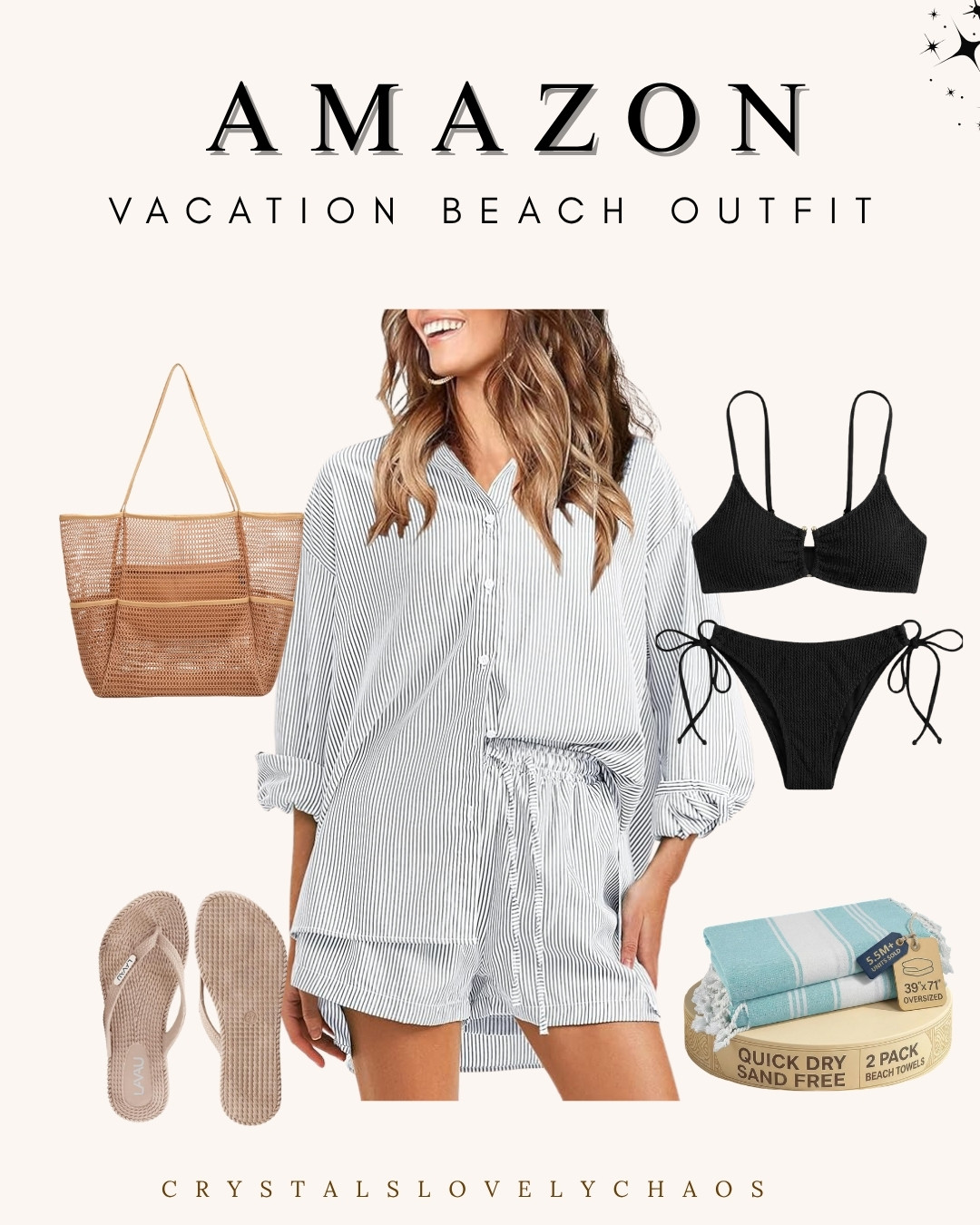 Get vacation-ready with this beach outfit—stylish swimsuit, breezy cover-up, mesh tote, comfy sandals, and a must-have beach towel!

 

 #LTKootd #LTKSwim #LTKTravel