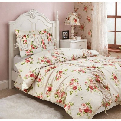 Twin Ruched Comforter Set Pink Floral | Target