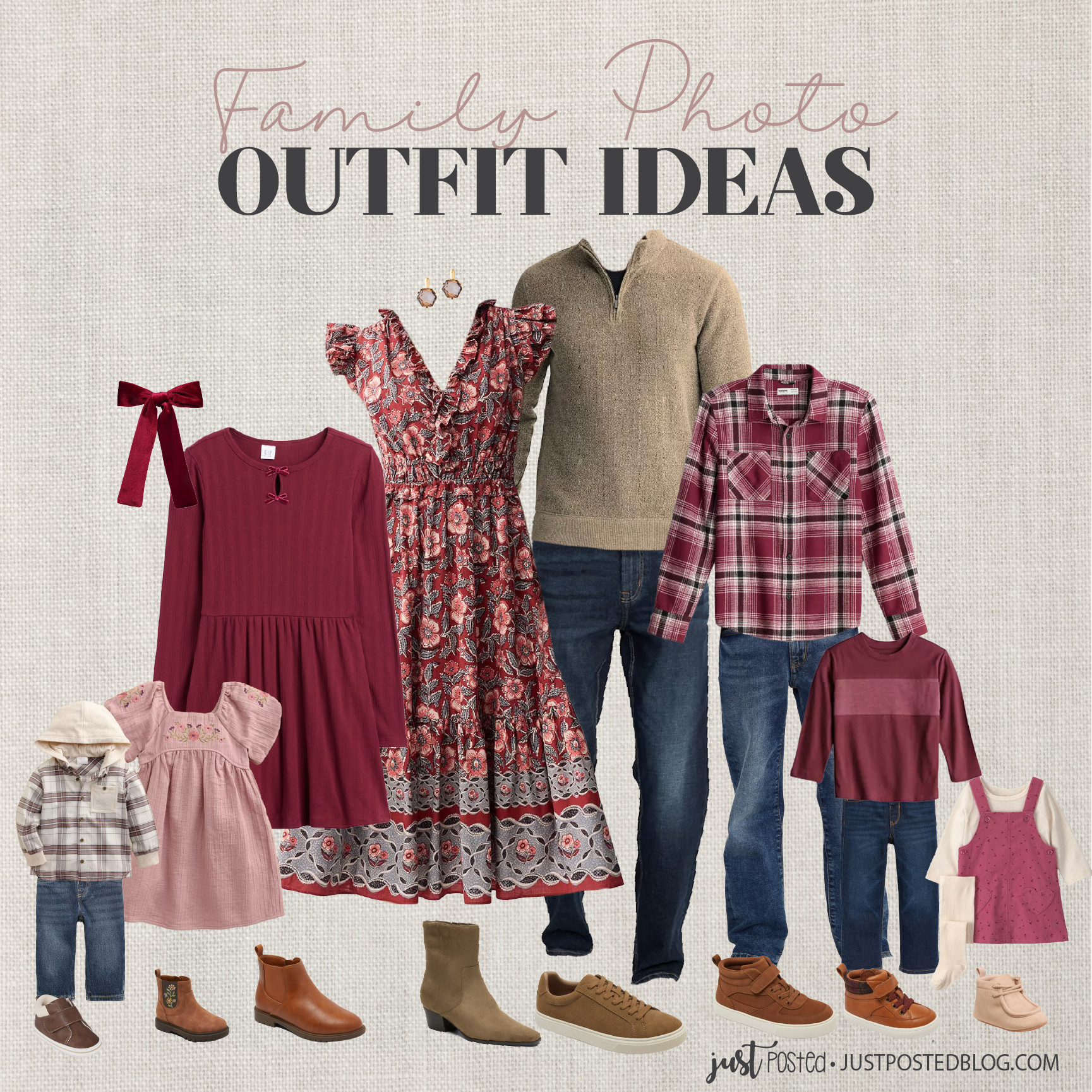 Loving this Family Photo Look idea that is perfect for fall family pictures! Love the burgundy, pink and denim in this look! 

 #LTKootd #LTKmomlife #LTKSaleAlert