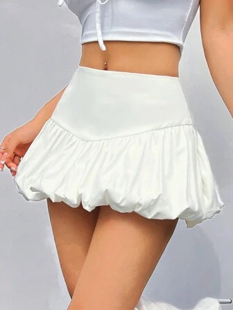SHEIN ICON Y2k Summer Slim-Fit Coquette Super Low-Waist Bubble Skirt Hem Women White Mini Skirt K... | SHEIN
