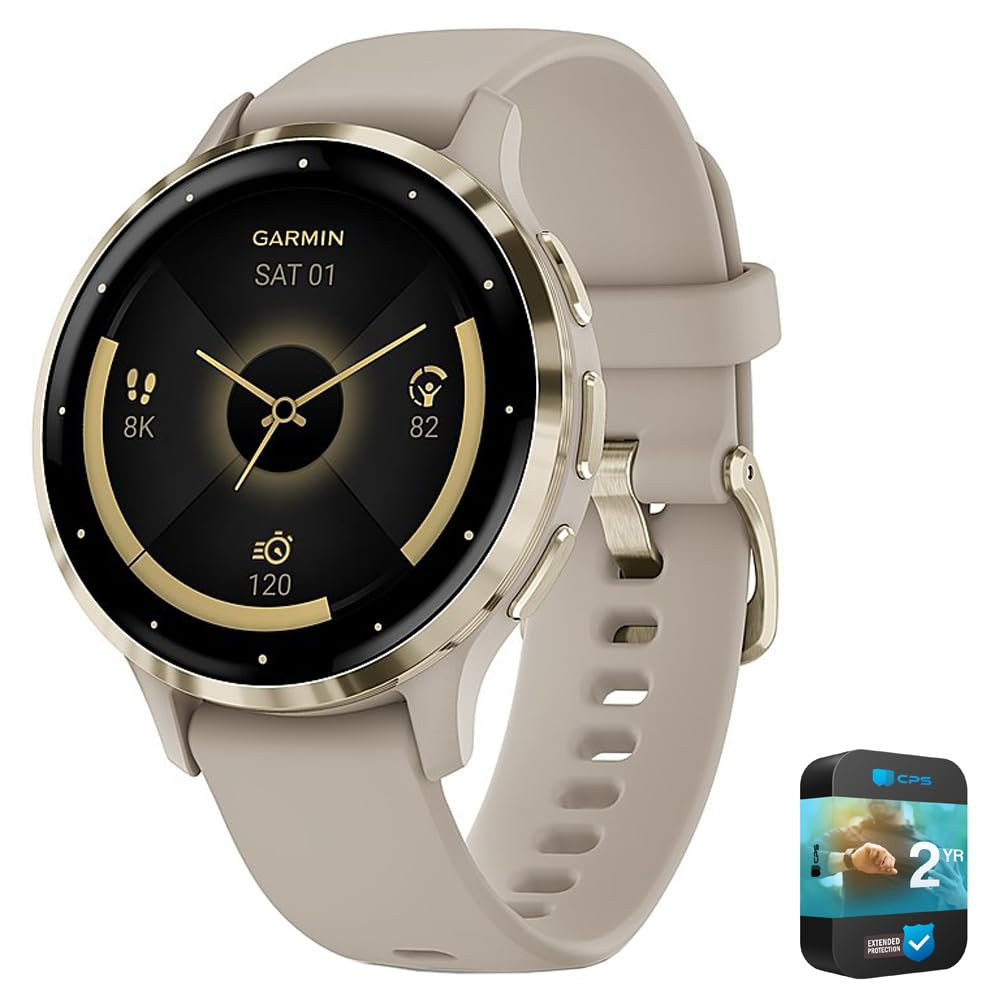 Garmin 010-02785-02 Venu 3S Health Fitness GPS Smartwatch Gold Steel Bezel w/French Gray Case 41m... | Amazon (US)