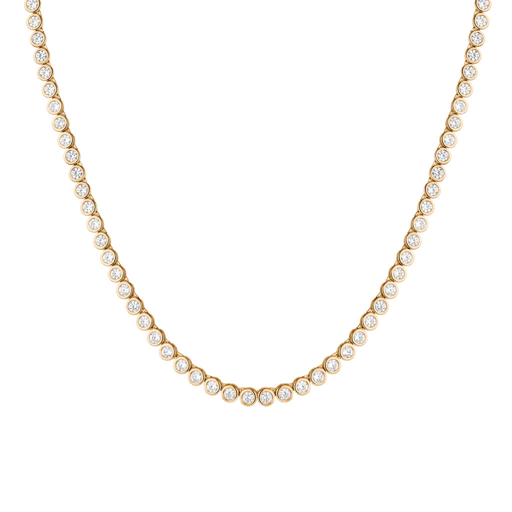 Lab Grown White Sapphire Bezel Tennis Necklace | AUrate New York