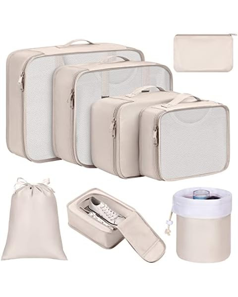 JJ POWER Travel Packing Cubes, Luggage Organizers with Shoe Bag | Amazon (US)