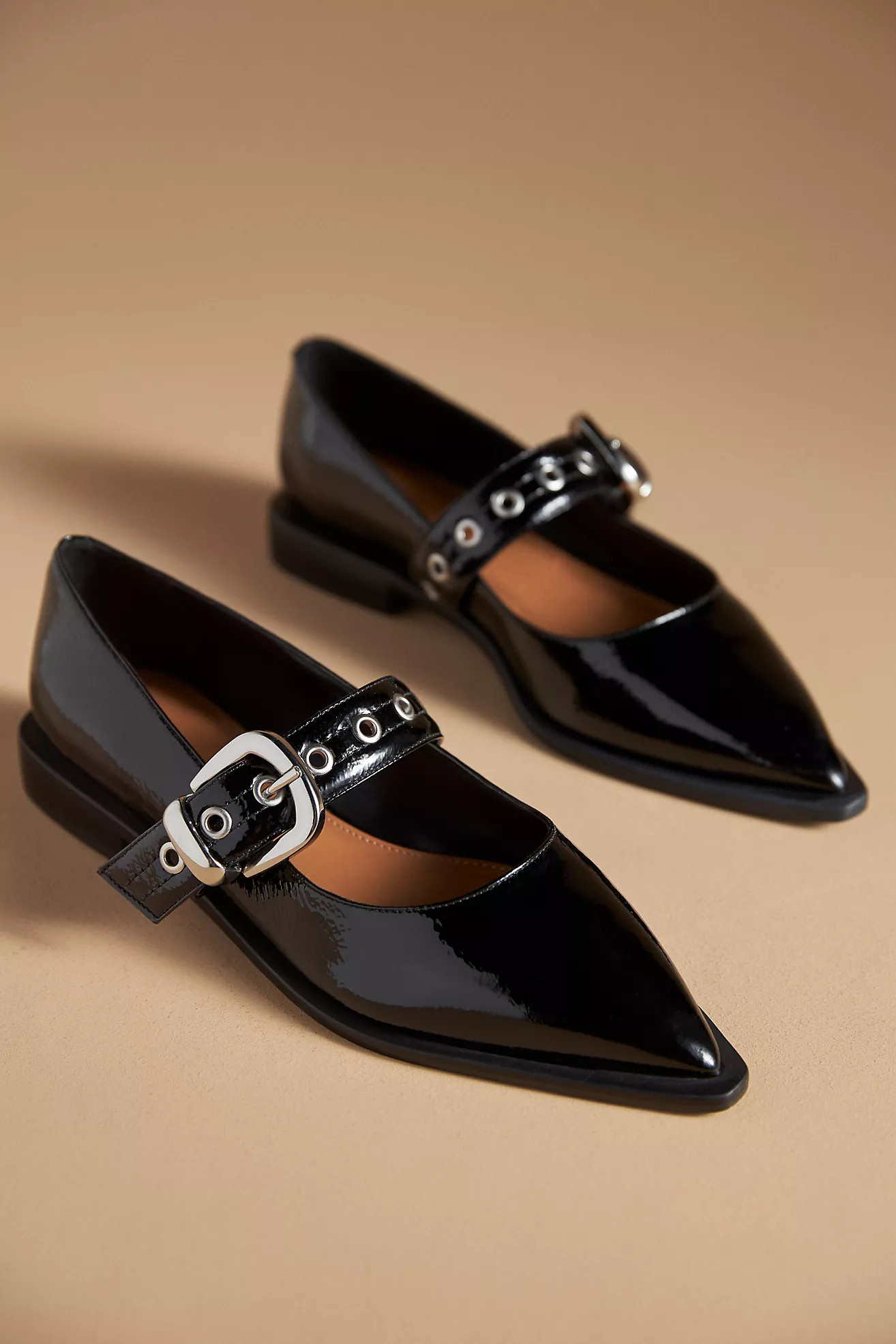 Maeve Pointed-Toe Moto Mary Jane Flats | Anthropologie (US)