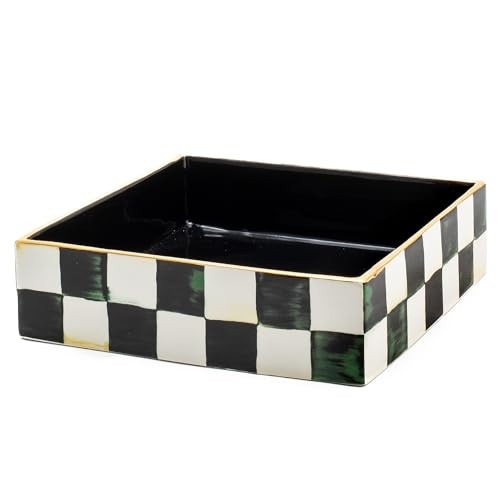 MACKENZIE-CHILDS Ceramic Luncheon Napkin Holder, Kitchen Napkin Holder for Table and Countertop, Black-and-White Courtly Check | Amazon (US)