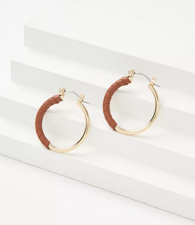 Faux Leather Wrapped Hoop Earrings | LOFT