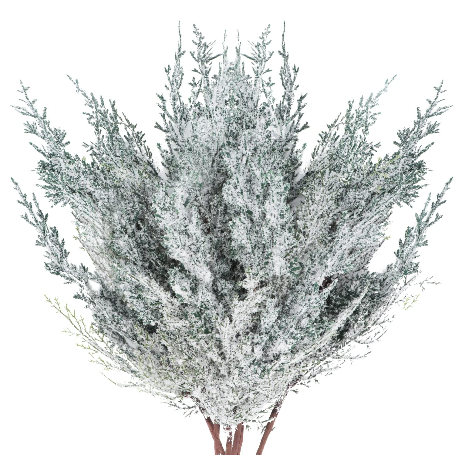 6 Pieces Frosted Artificial Cedar Pine Branches Sprigs 17" Snowy Faux Cedar Twig White Winter Gre... | Amazon (US)