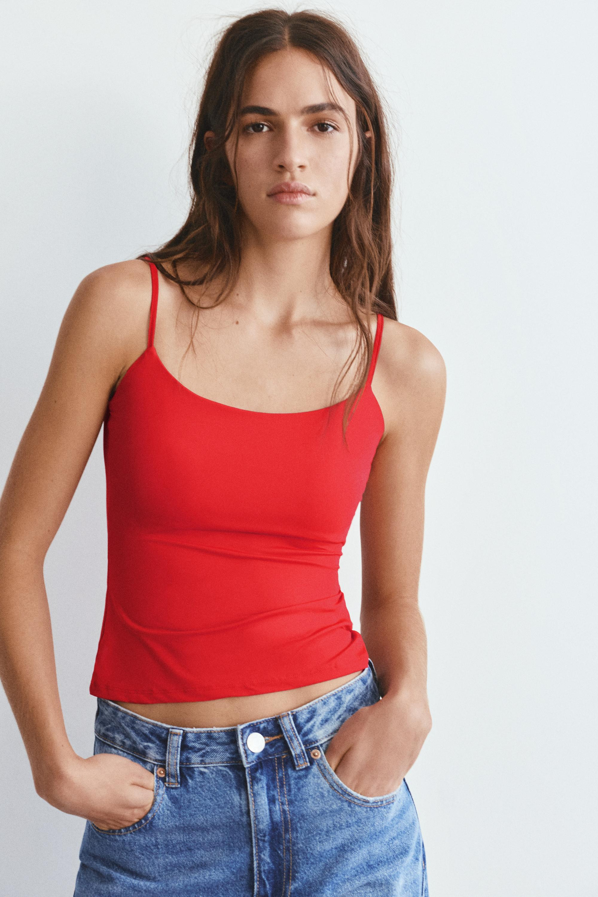 Adjustable polyamide strappy top | Pull&Bear United Kingdom | PULL and BEAR UK
