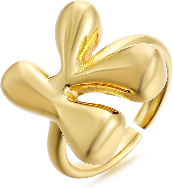 18K Gold Plated Initial Adjustable Ring for Women | Amazon (US)