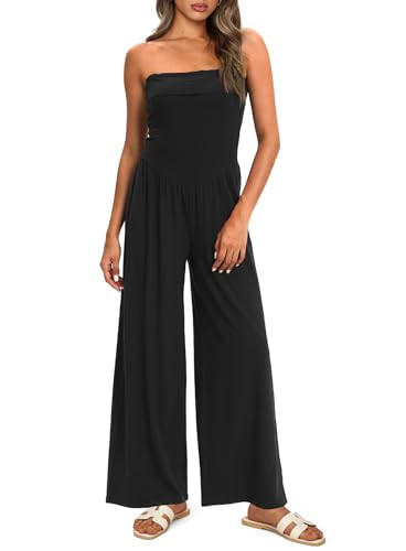 Darong Women's Summer One Pieces Tube Jumpsuits Casual Spaghetti Straps Wide Leg Jumpsuit Tube Ou... | Amazon (US)
