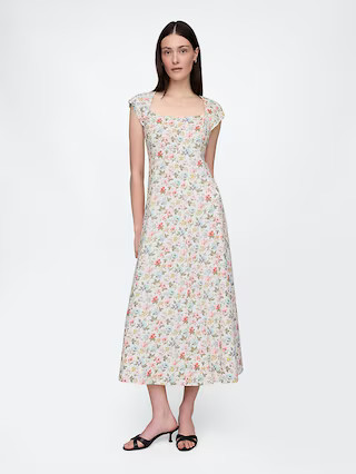 Linen-Blend Cap-Sleeve Maxi Dress | Gap (US)